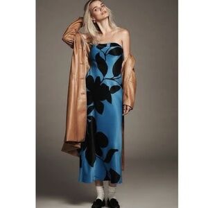 Anthropologie Tilda Maxi Dress Blue Floral- Size XL
